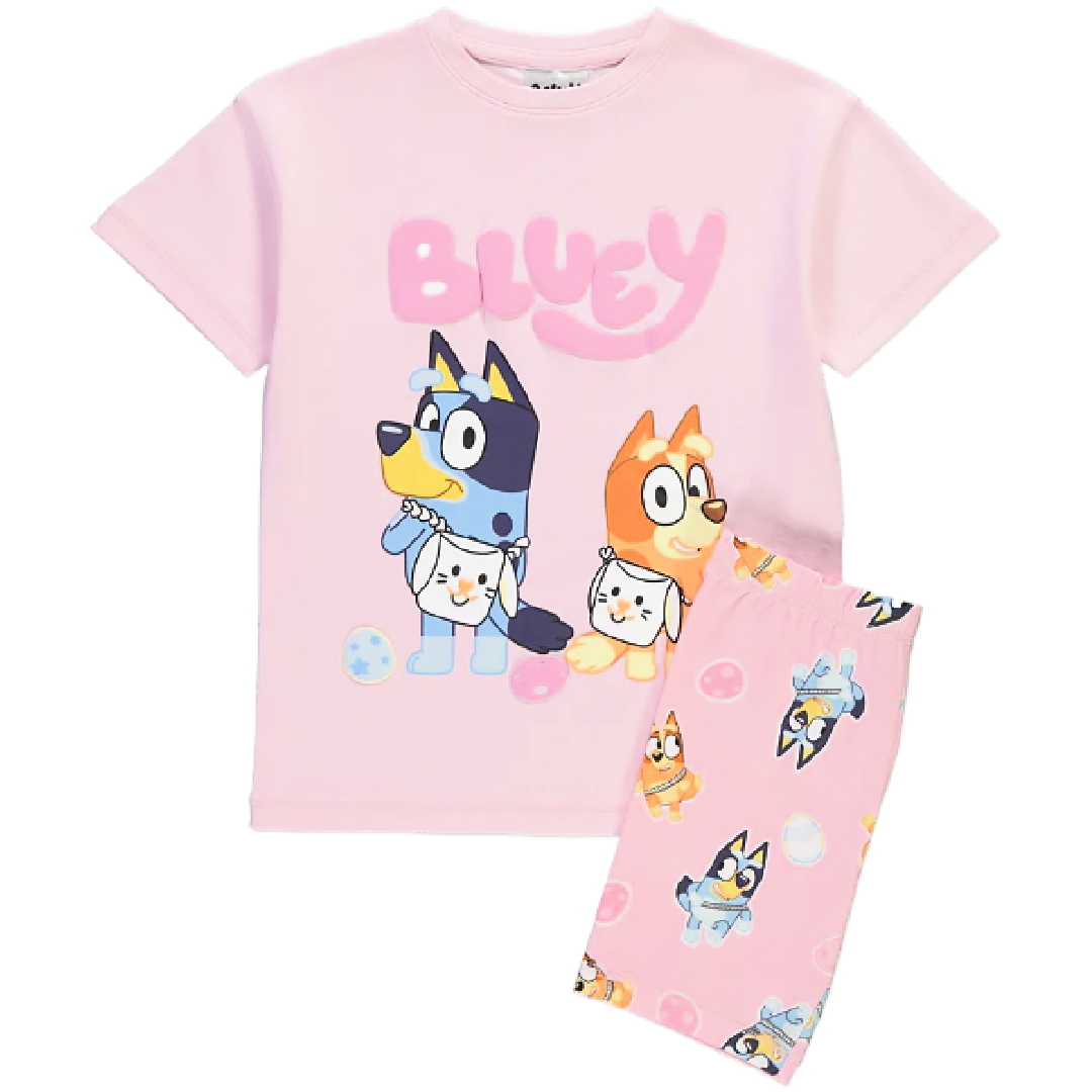 Bluey | Bluey & Bingo Pink Shortie Pyjamas | Little Gecko