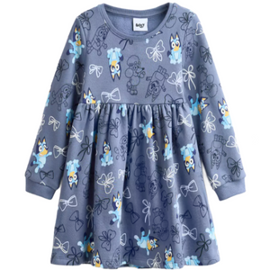 Bluey | Dusty Blue Long Sleeve Sweater Dress | Little Gecko