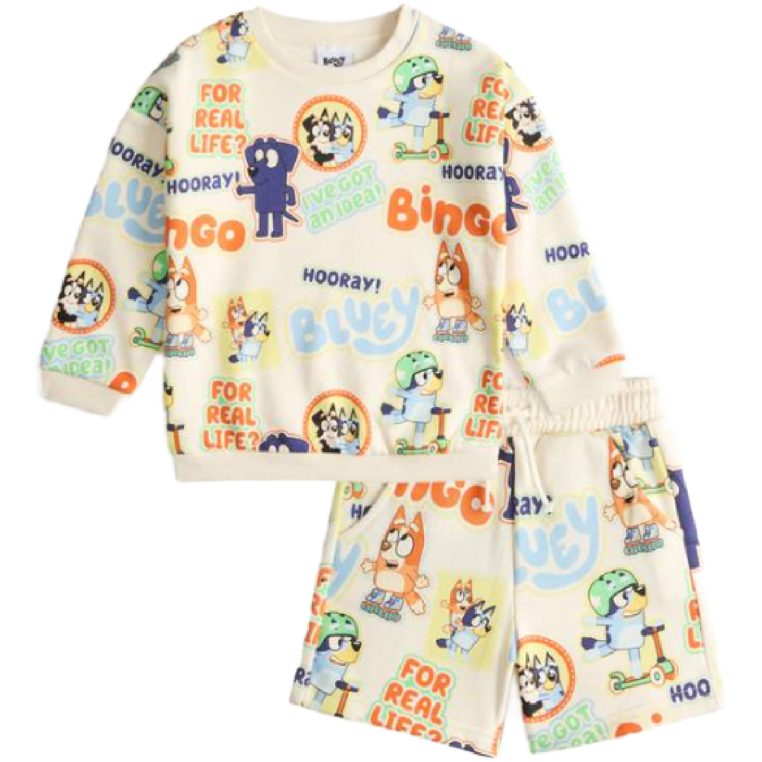 Bluey | All Over Print Sweatshirt & Shorts Set | Little Gecko