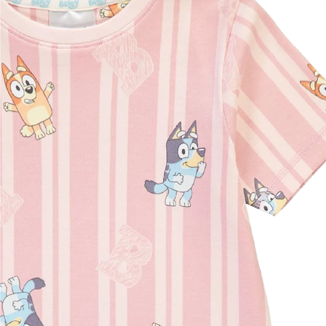 Bluey | Pink Striped Shortie Pyjamas | Little Gecko