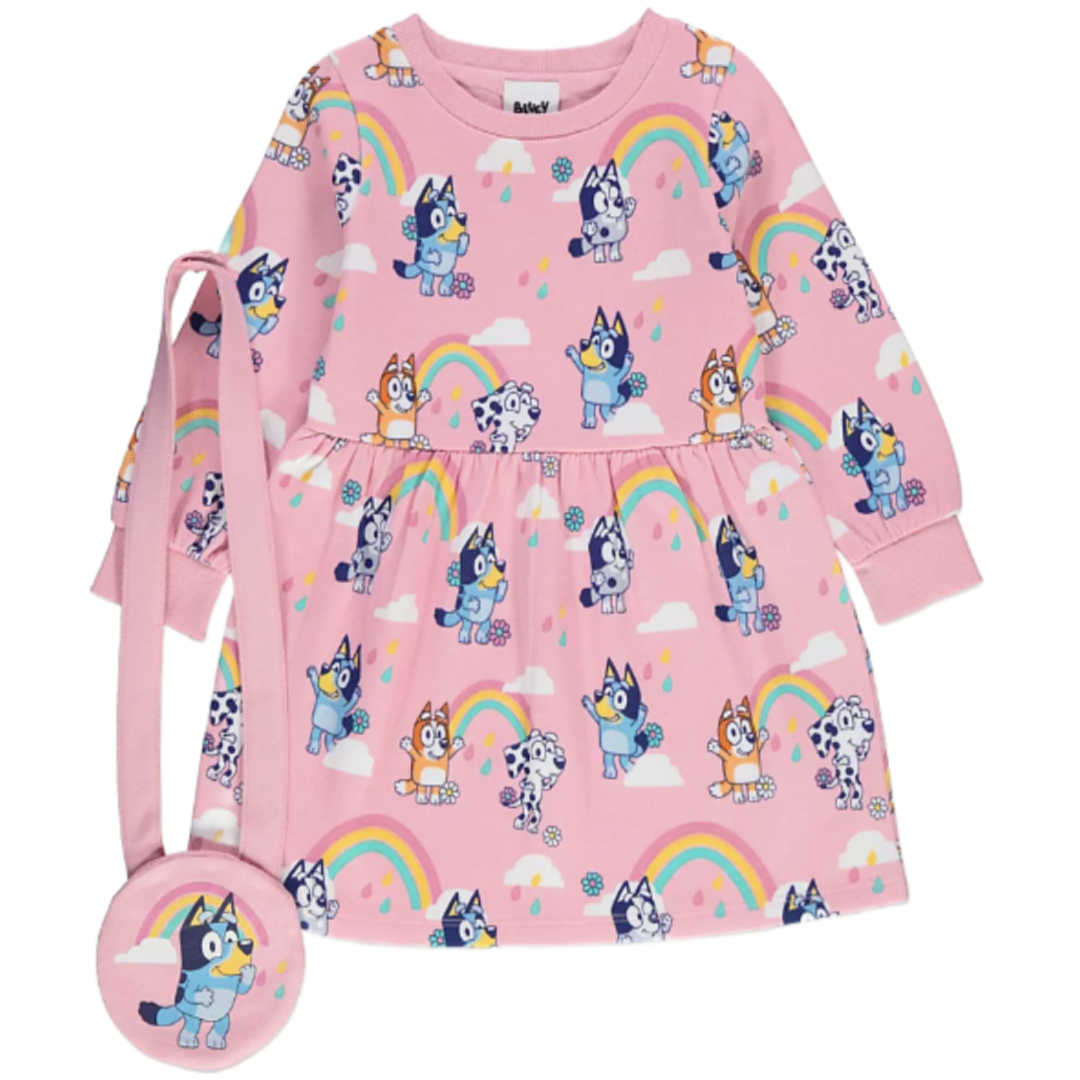 Bluey | Pink Sweater Dress & Bag Set | Little Gecko