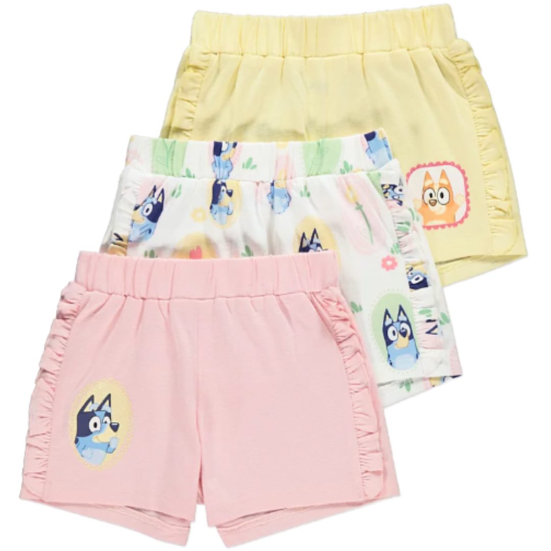 BLUEY 3 Pack Frilled Edge Shorts