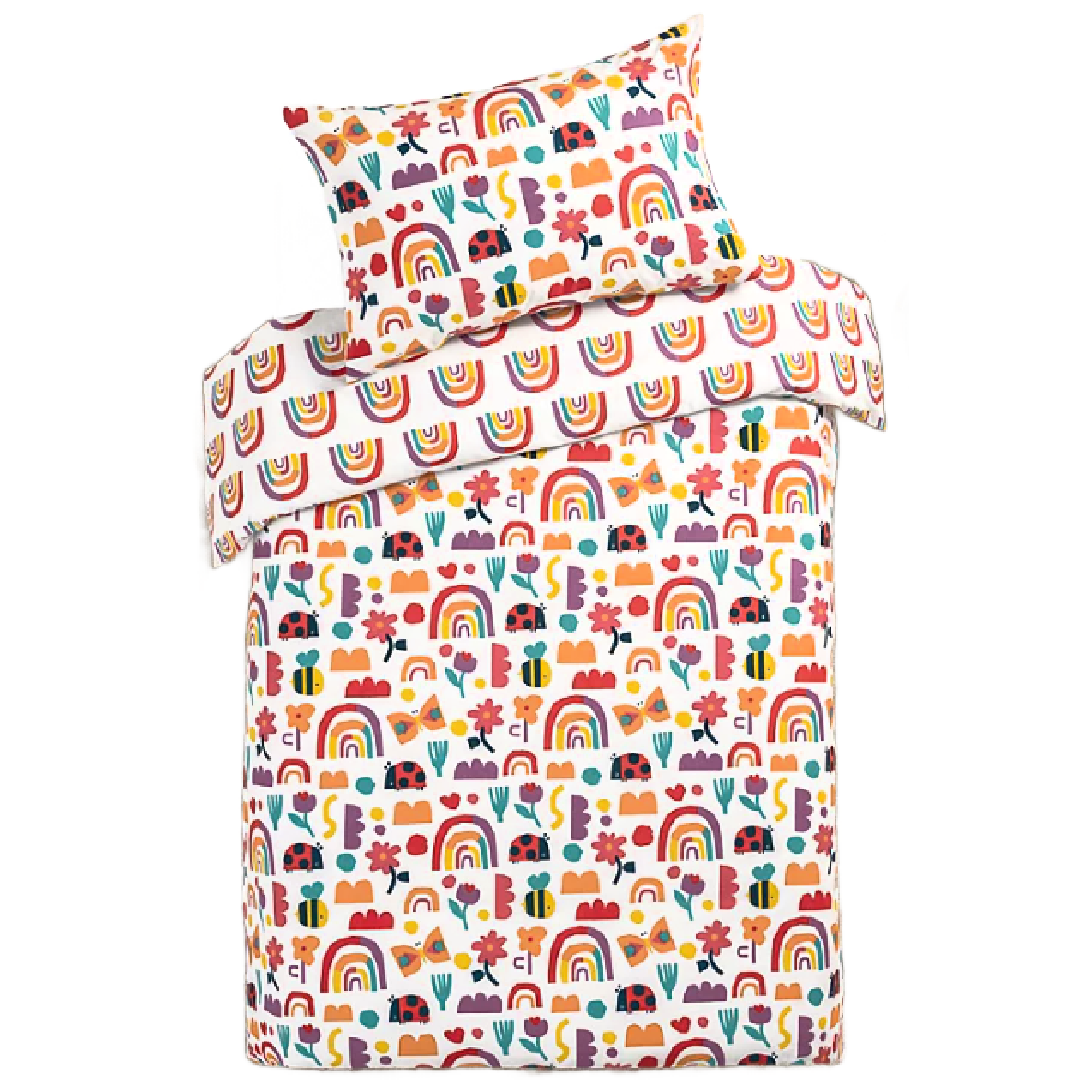 Bright Rainbow | Toddler/Cot Bed Quilt Cover Set | Little Gecko