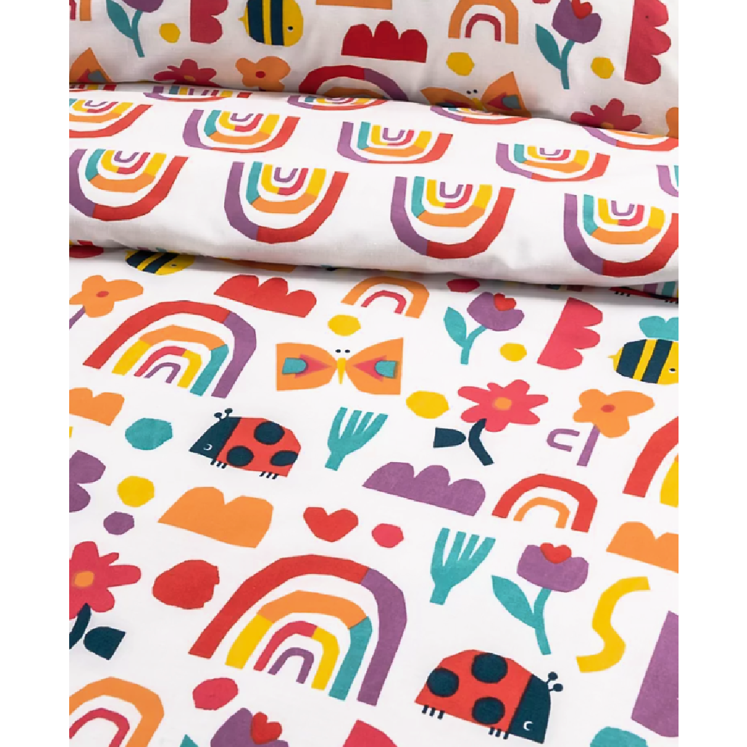 Bright Rainbow | Toddler/Cot Bed Quilt Cover Set | Little Gecko