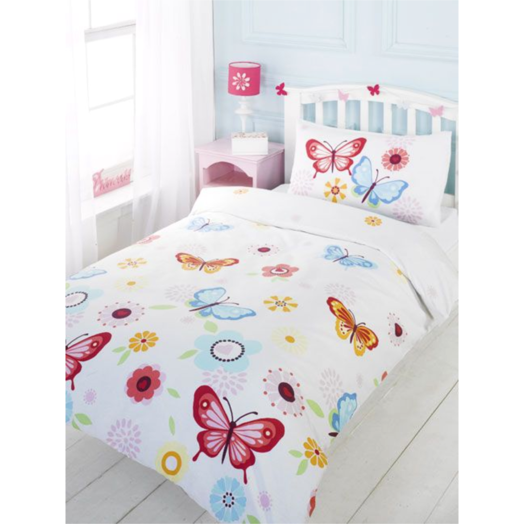 Butterflies | Toddler/Cot Bed Quilt Cover Set | Little Gecko