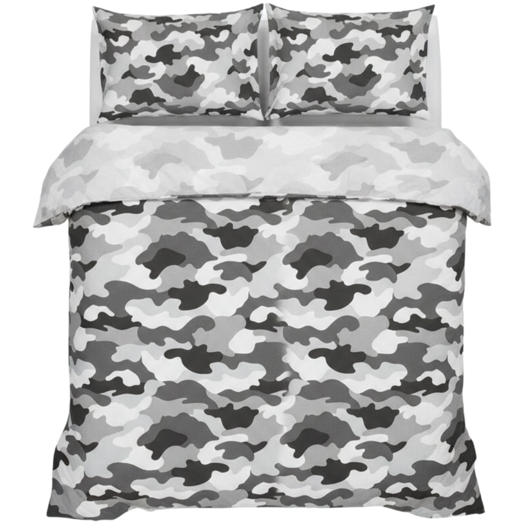 CAMOUFLAGE GREY Double/Queen Bed Quilt Cover Set