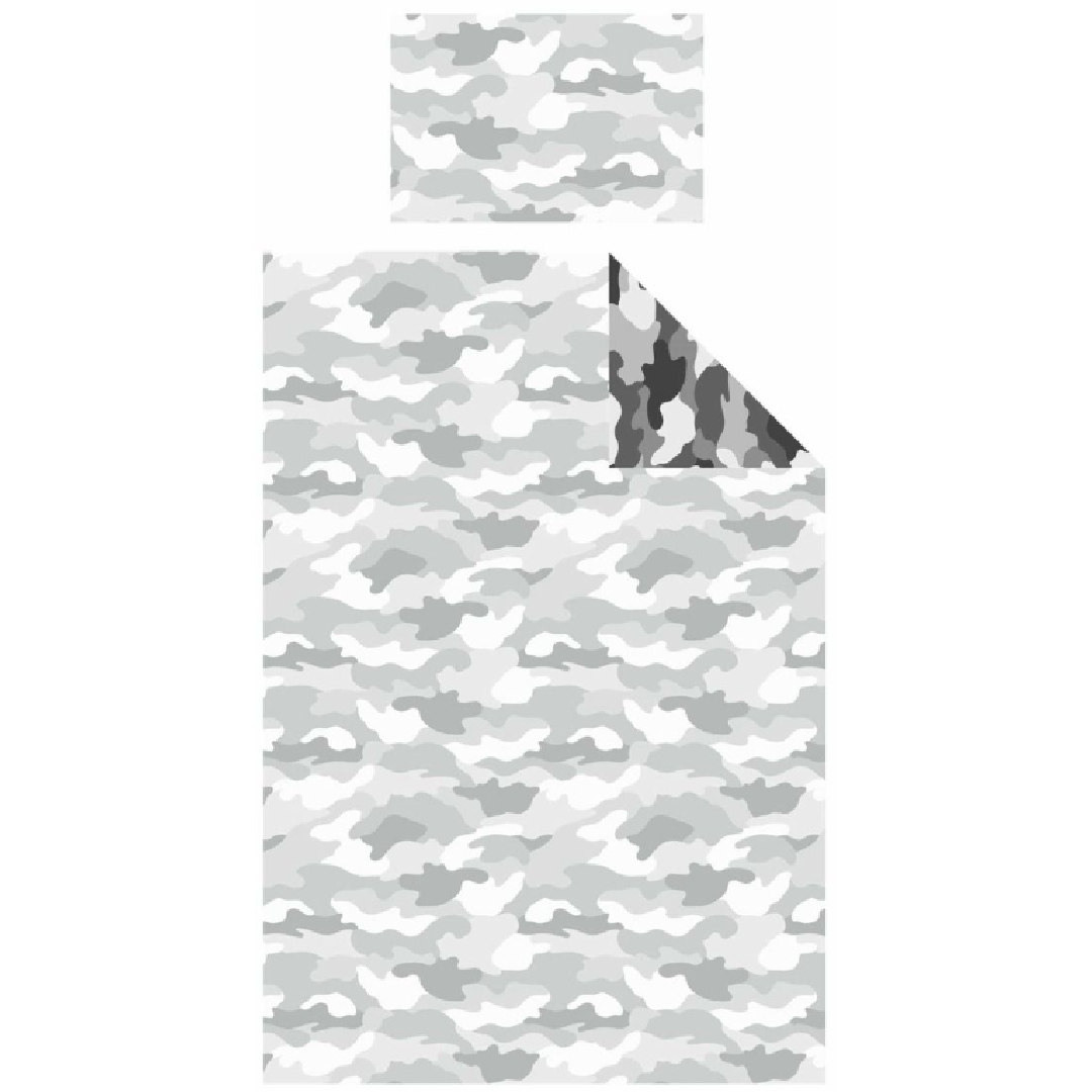 Camouflage Grey | Single Bed Quilt Cover Set | Little Gecko