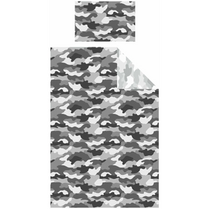 Camouflage Grey | Single Bed Quilt Cover Set | Little Gecko