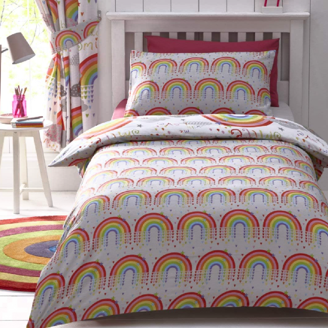 Clouds & Rainbows | Double/Queen Bed Quilt Cover Set | Little Gecko