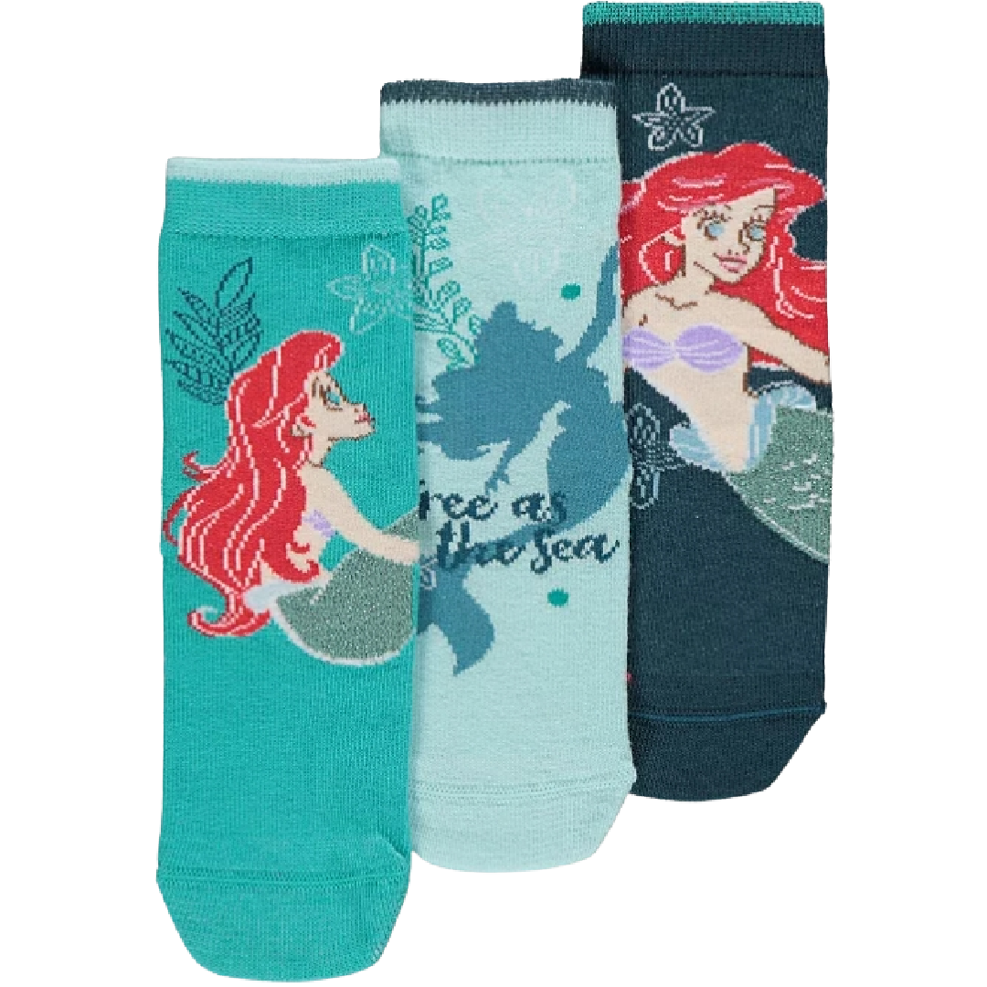 Disney Princess | 3pk Ariel Socks | Little Gecko