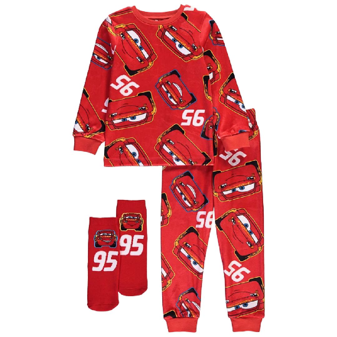 Disney Cars | Red Long Pyjamas & Socks Set | Little Gecko