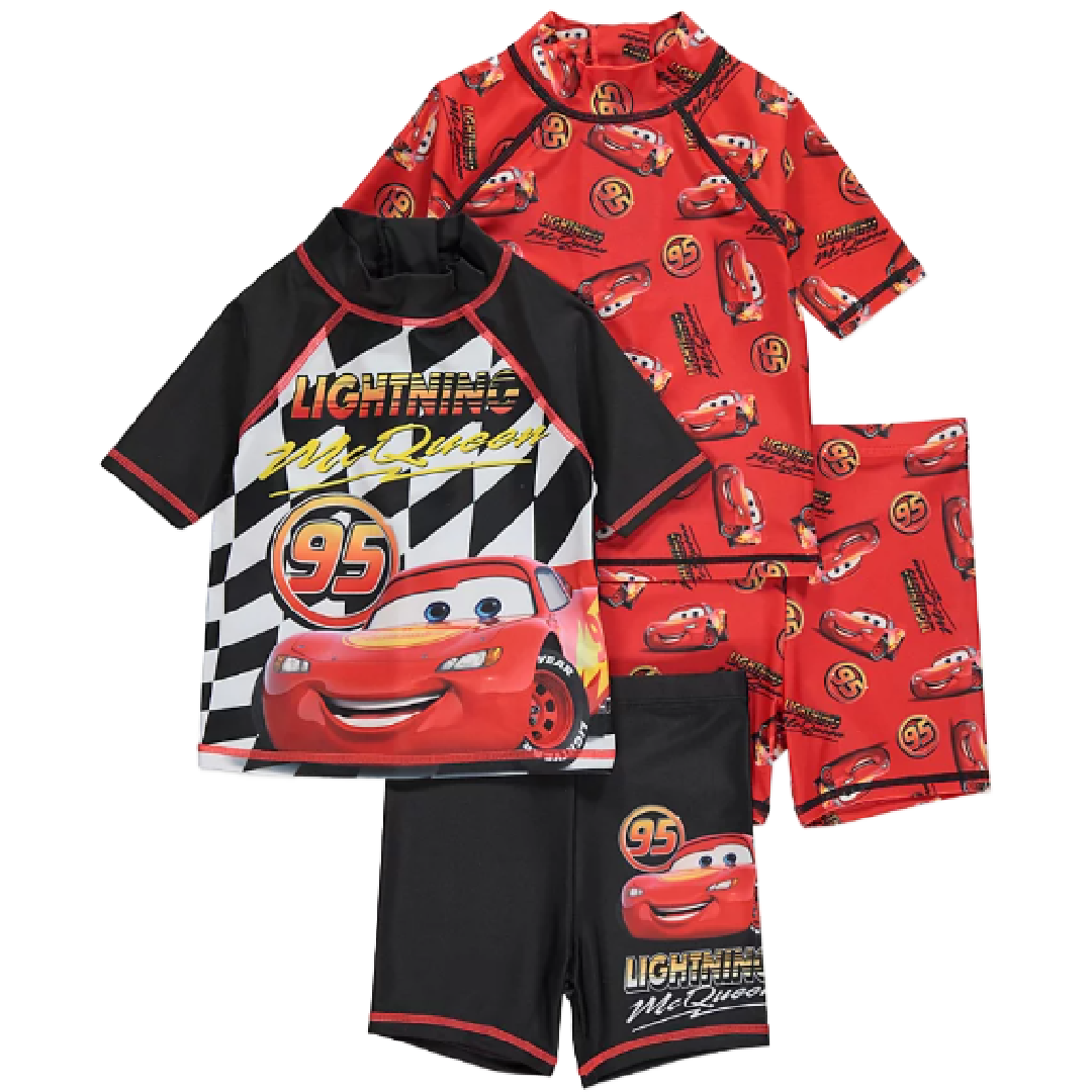DISNEY CARS 4 Pack Swim Top & Shorts
