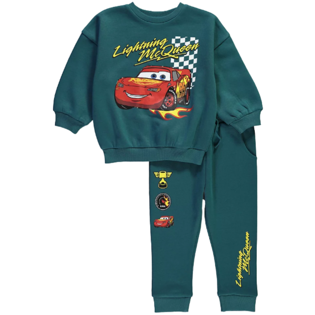 Disney Cars | Green Sweatshirt & Trackpants Set | Little Gecko