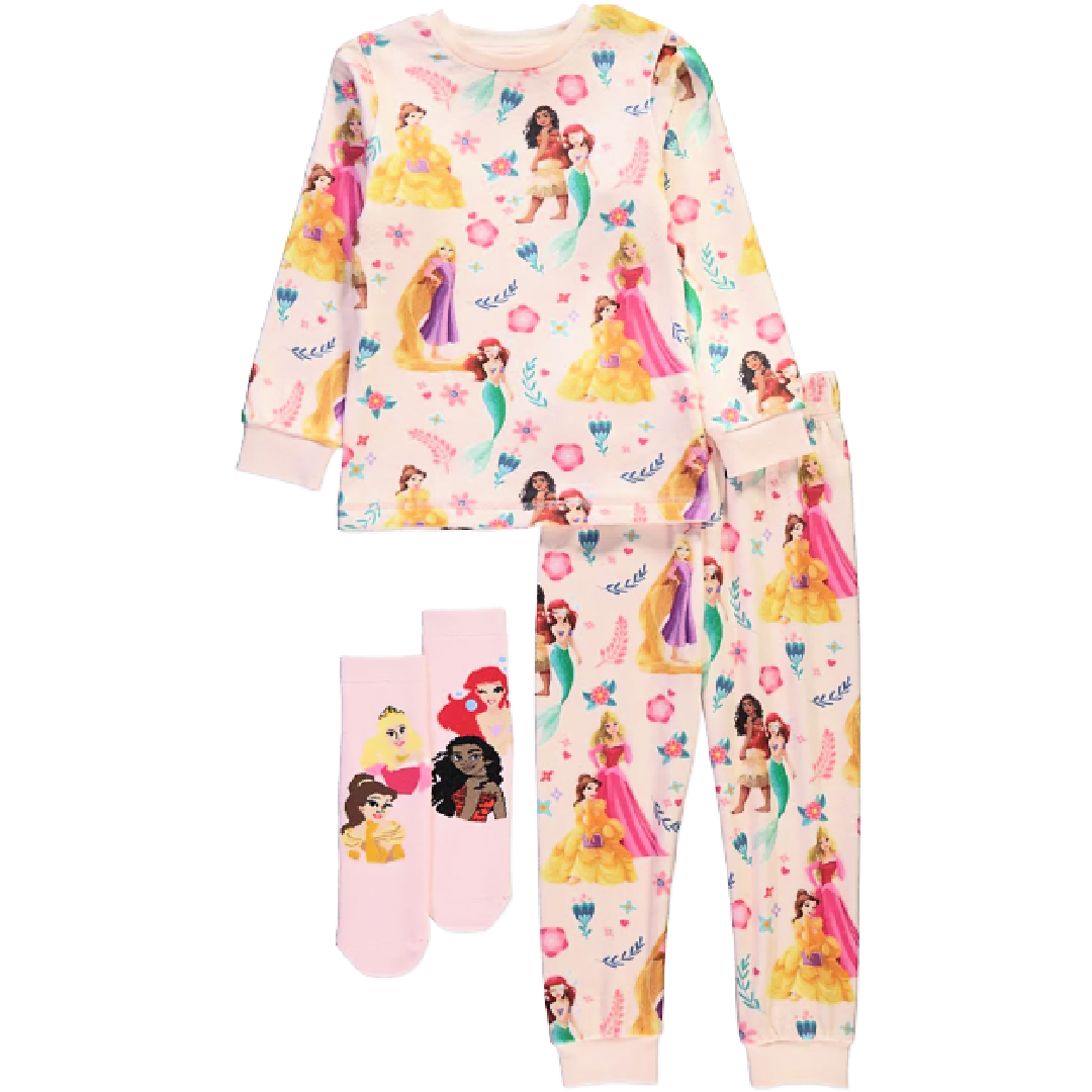 Disney Princess | Pink Long Pyjamas & Socks Set | Little Gecko