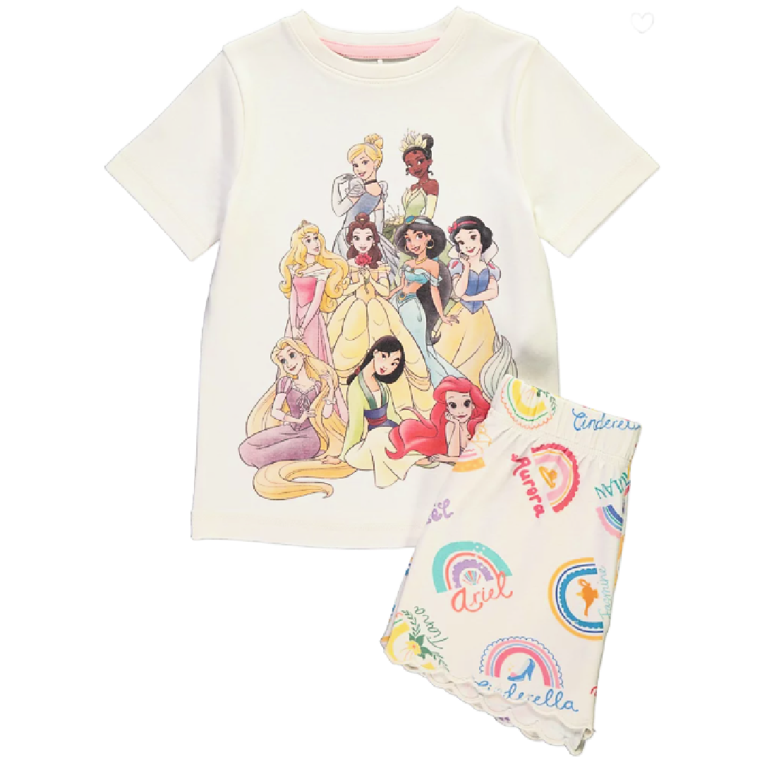 Disney Princess | Rainbow Shortie Pyjamas | Little Gecko