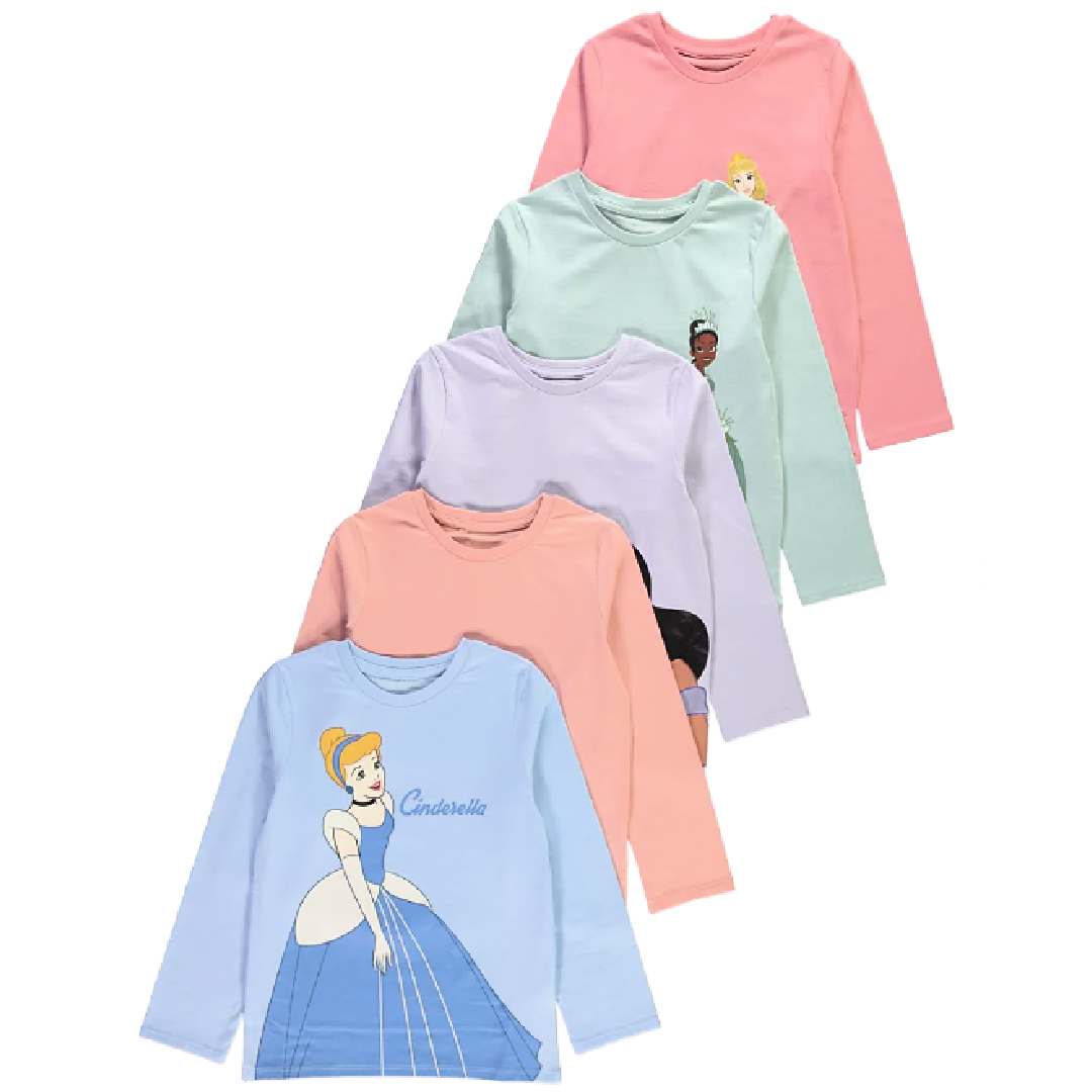 Disney Princess | 5pk Frill T-Shirts | Little Gecko