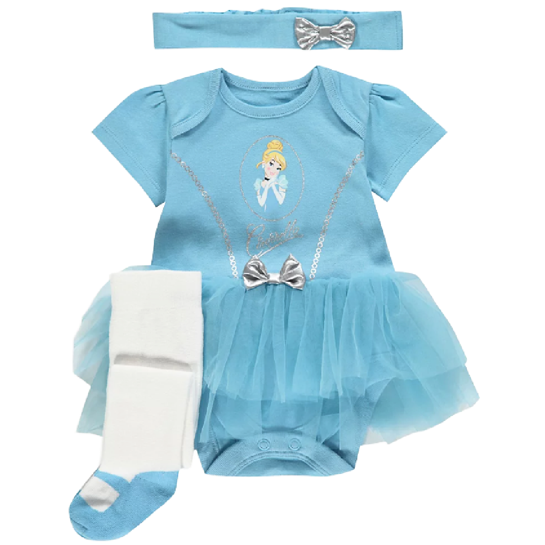 DISNEY PRINCESS Cinderella Romper, Tights & Headband Set