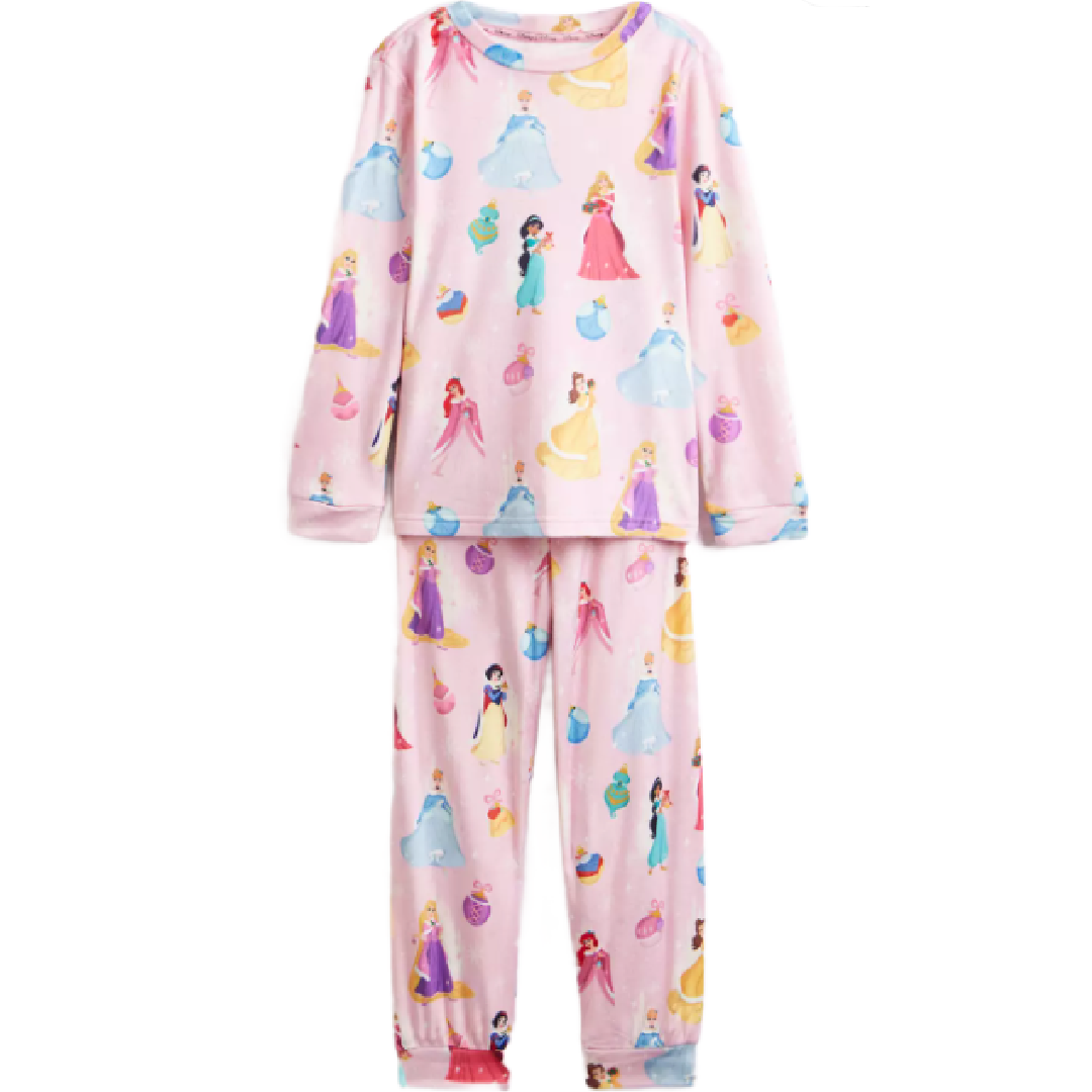 Disney Princess | Pink Velour Long Pyjamas | Little Gecko