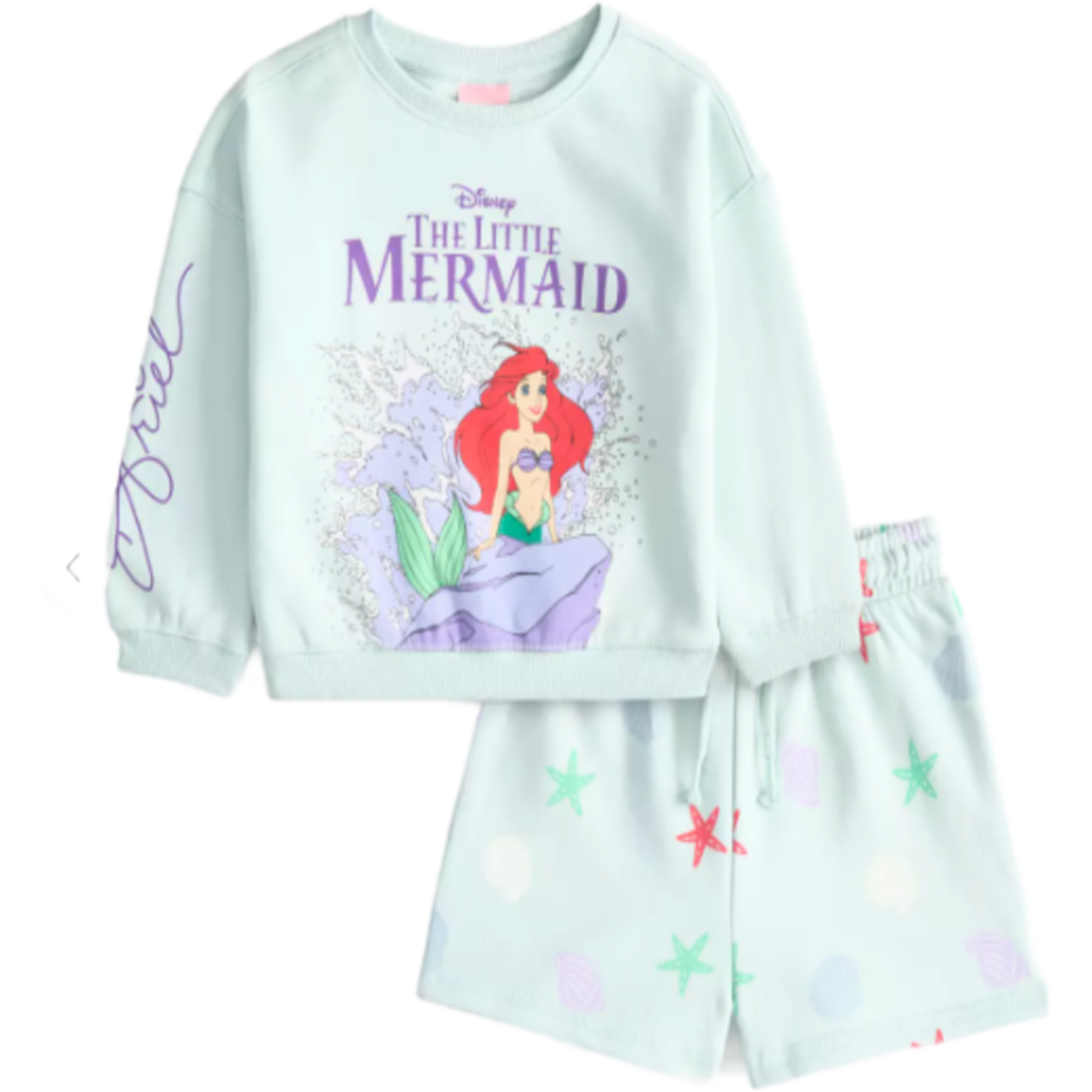 Disney Princess | Ariel Sweatshirt & Shorts Set | Little Gecko