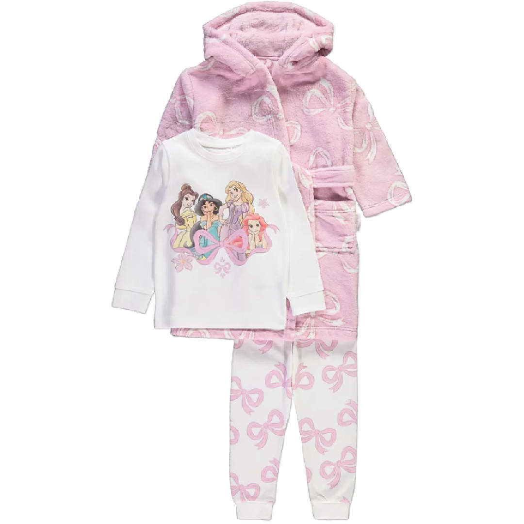 Gecko Dressing Disney Princess | Long Pyjamas & Dressing Gown Set | Little Gecko