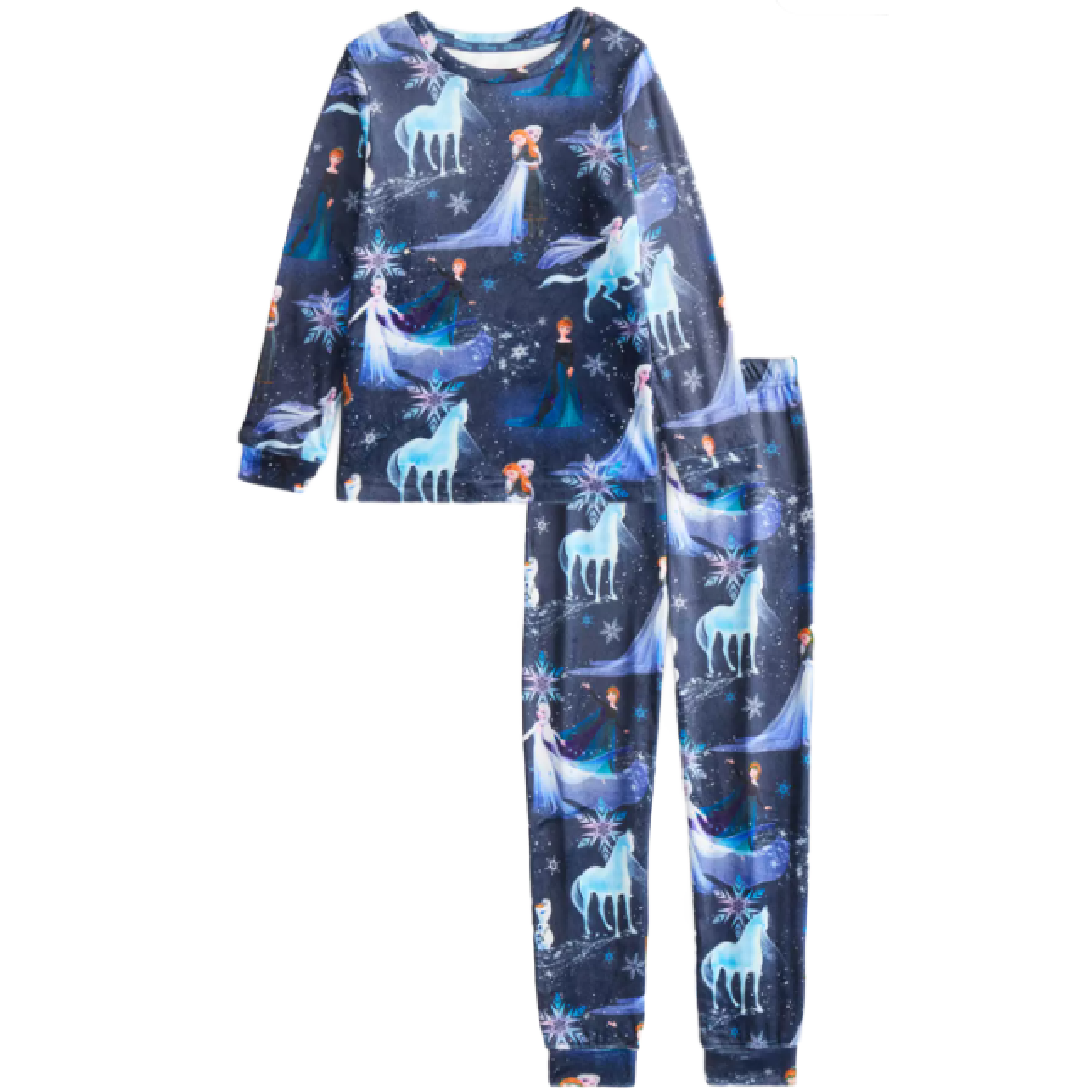 Frozen | Navy Velour Long Pyjamas | Little Gecko