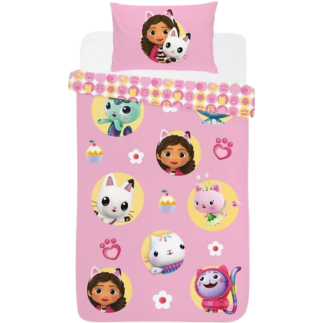 Gabby's Dollhouse | Friends Toddler/Cot Bed Quilt Cover Set | Little Gecko