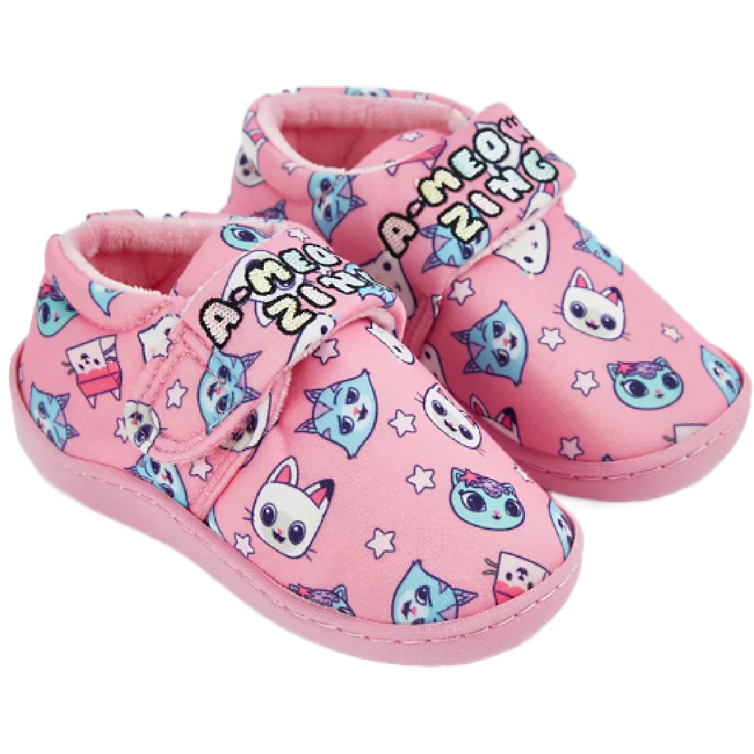 Gabby's Dollhouse | Pink Cat Slippers | Little Gecko