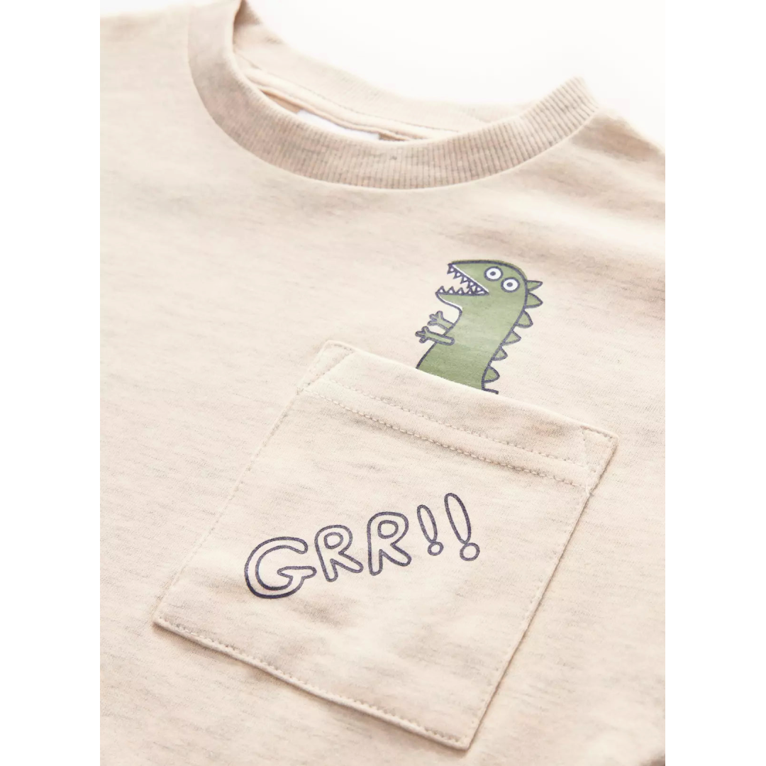 George Pig | Grey Dino Short Sleeve T-Shirt | Little Gecko
