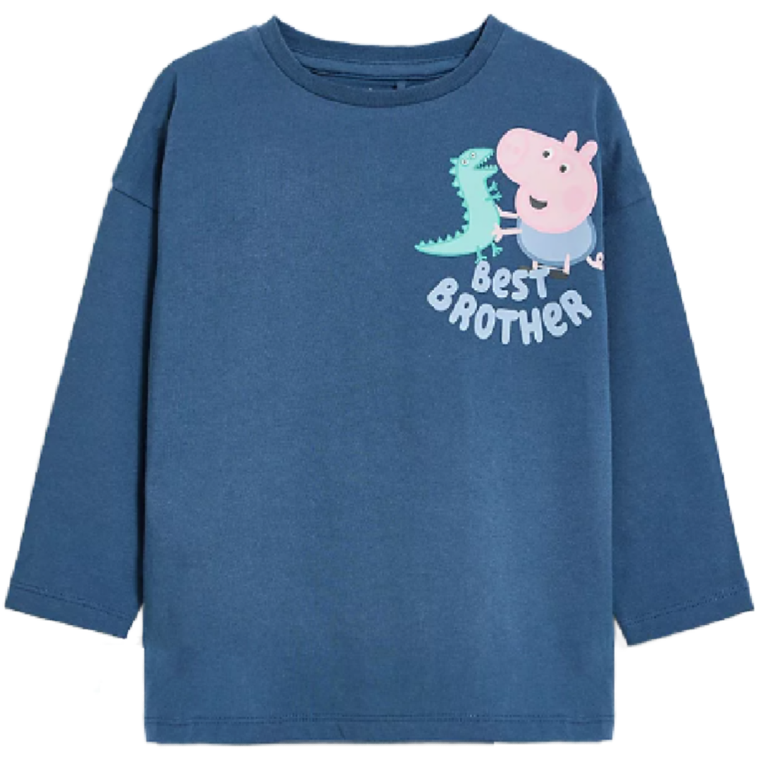 George Pig | Blue Long Sleeve T-Shirt | Little Gecko
