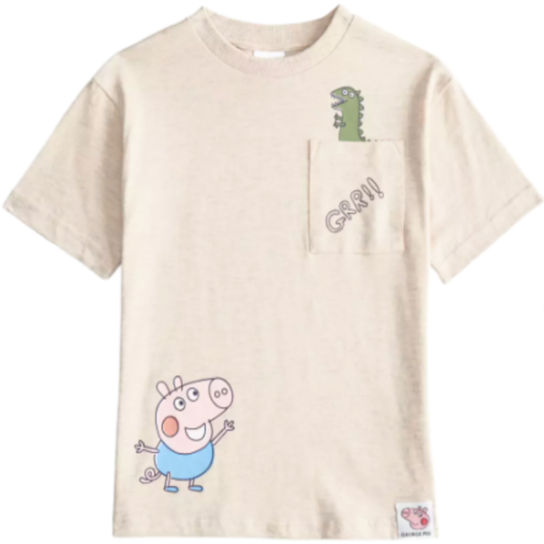 George Pig | Grey Dino Short Sleeve T-Shirt | Little Gecko