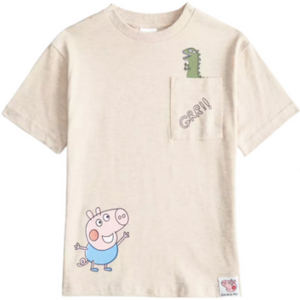 George Pig | Grey Dino Short Sleeve T-Shirt | Little Gecko