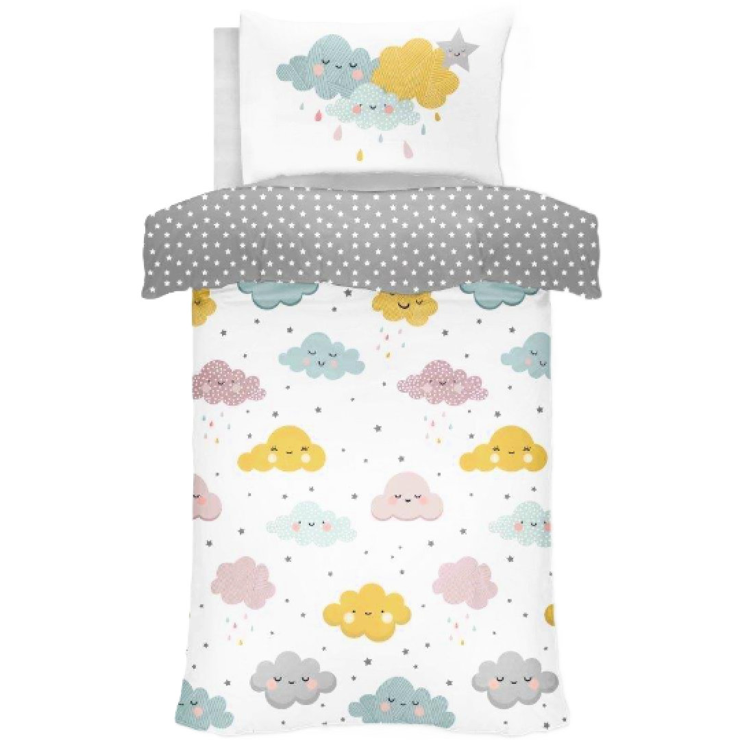 Happy Clouds | Single Bed Quilt Cover Set | Little Gecko
