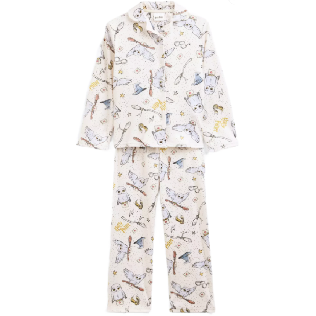 Harry Potter | Button Up Velour Long Pyjamas | Little Gecko