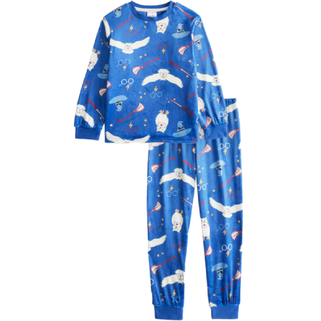 Harry Potter | Blue Velour Long Pyjamas | Little Gecko