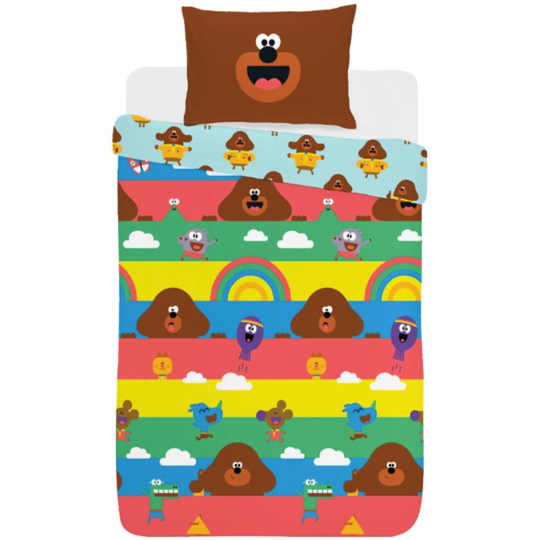 Hey Duggee | Stripe Toddler/Cot Bed Quilt Cover Set | Little Gecko