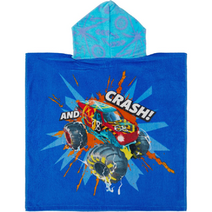 Hot Wheels | Blue Monster Trucks Hooded Towel | Little Gecko