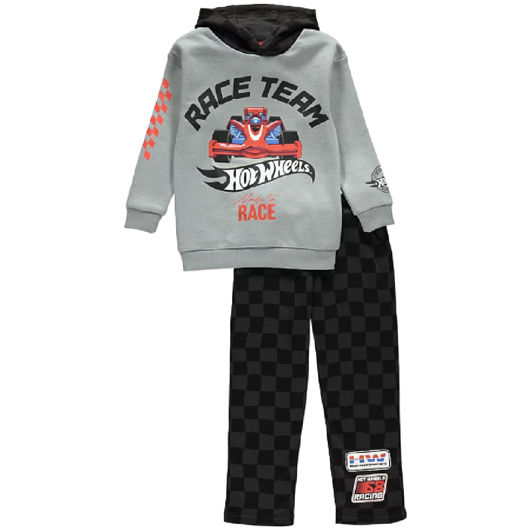 Hot Wheels | Grey Hooded Sweatshirt & Trackpants Set | Little Gecko