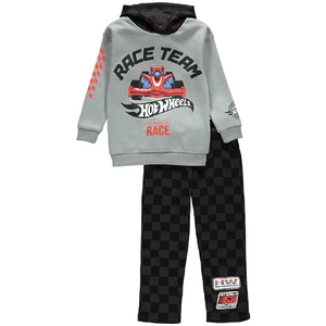Hot Wheels | Grey Hooded Sweatshirt & Trackpants Set | Little Gecko