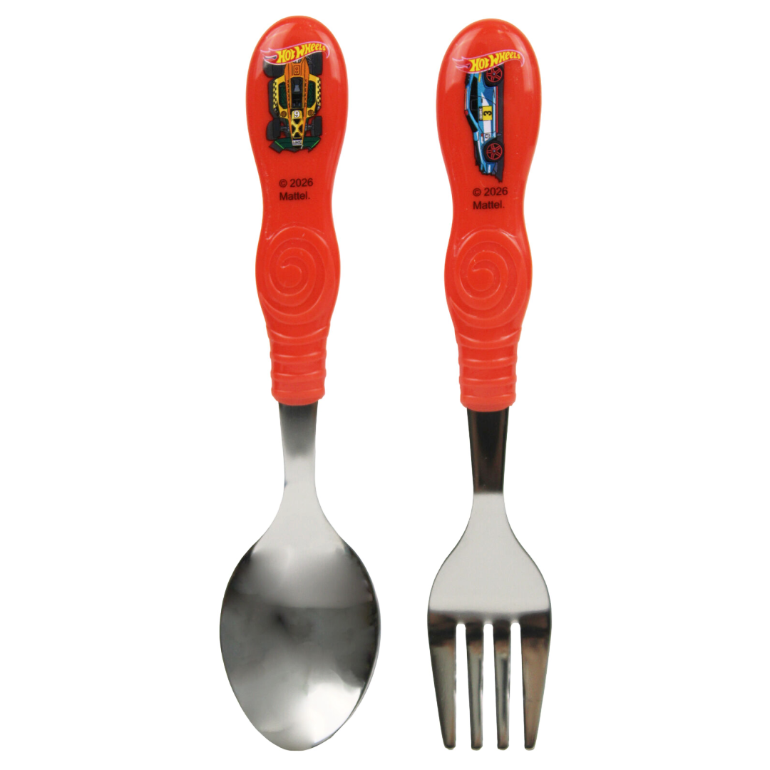 HOT WHEELS 2 Piece Orange Cutlery Set
