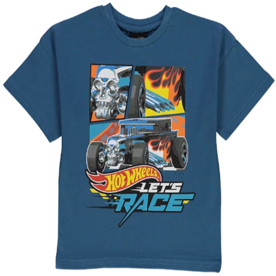 Hot Wheels | Navy Let's Race T-Shirt | Little Gecko