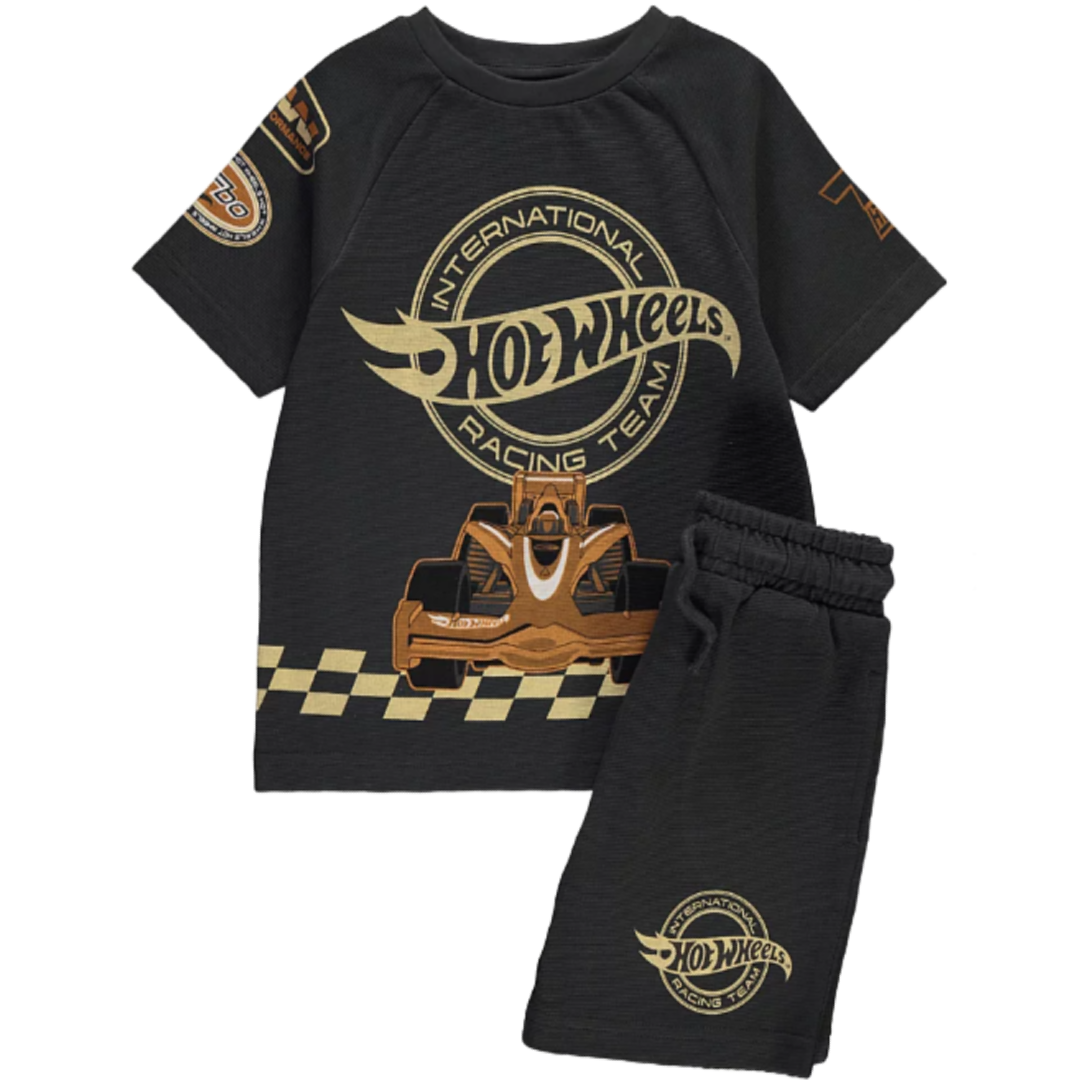 Hot Wheels | Black T-Shirt & Shorts Set | Little Gecko