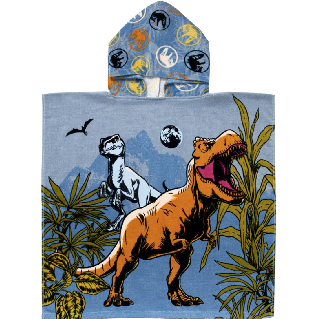 Jurassic World | Hooded Towel - Blue | Little Gecko