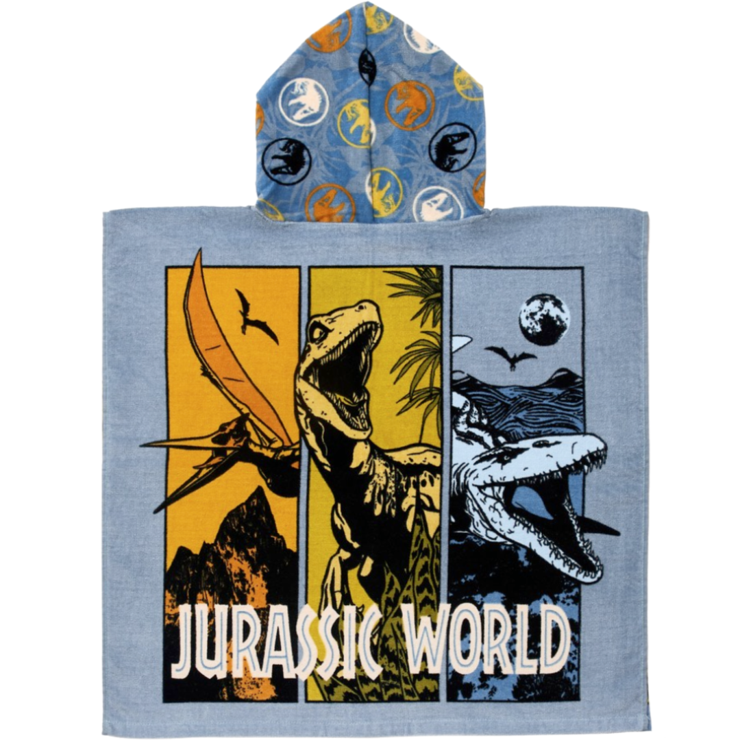 Jurassic World | Hooded Towel - Blue | Little Gecko