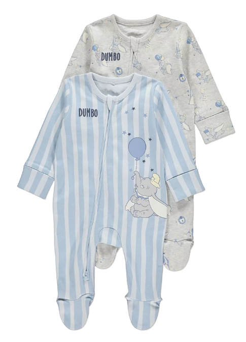 DISNEY ANIMALS 2 Pack Dumbo Sleepsuit Set