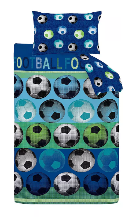 SOCCER Blue Single Bed Quilt Cover Set