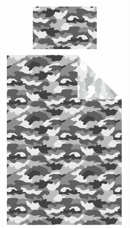 CAMOUFLAGE GREY Single Bed Quilt Cover Set