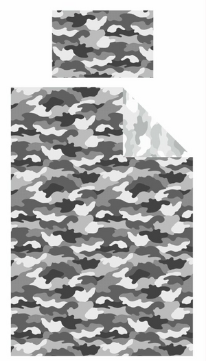 CAMOUFLAGE GREY Single Bed Quilt Cover Set