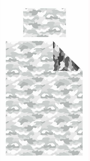 CAMOUFLAGE GREY Single Bed Quilt Cover Set