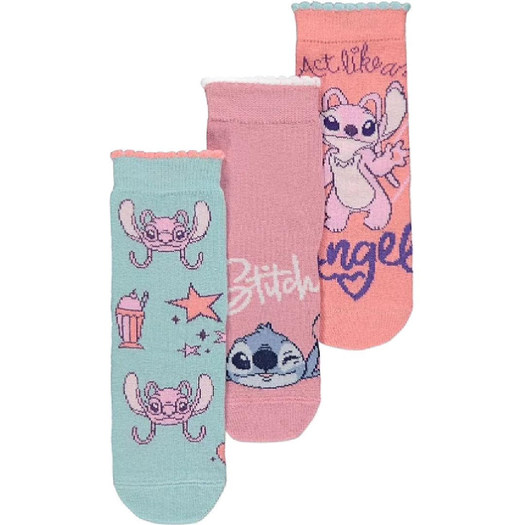 Lilo & Stitch | 3pk Pink/Blue Socks | Little Gecko