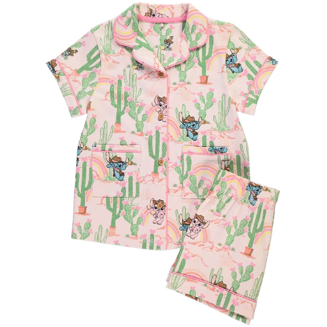 Lilo & Stitch | Cactus Button Up Shortie Pyjamas | Little Gecko
